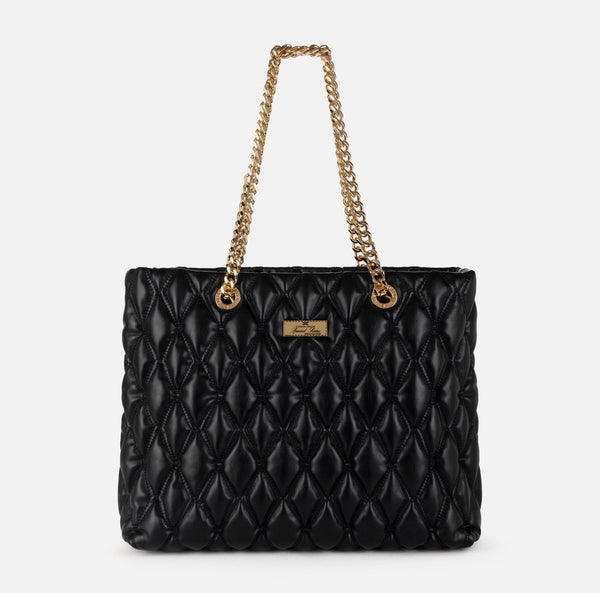 Shopper in tessuto embossed con manici in catena bs64a47e2 elisabetta franchi