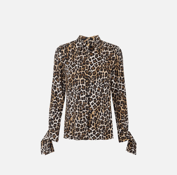 Camicia in georgette animalier con polsi a nastro ca09547e2 elisabetta franchi