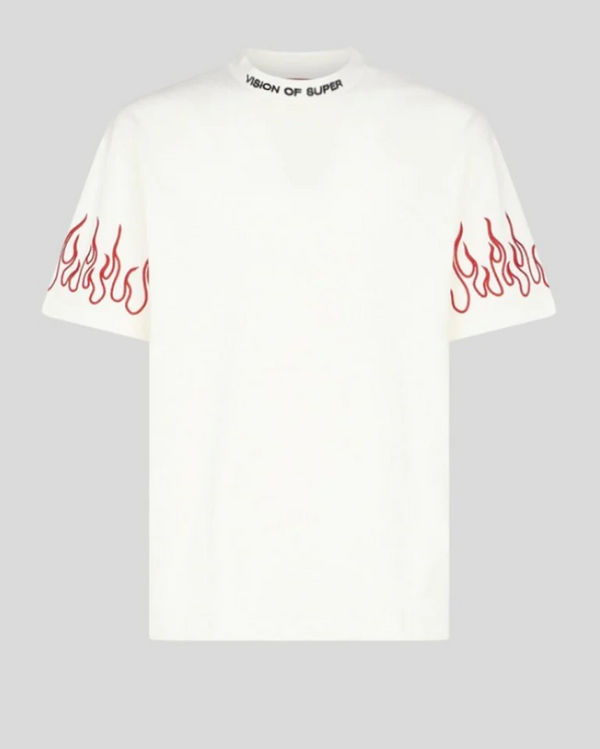 t-shirt white red embroidered vision of super