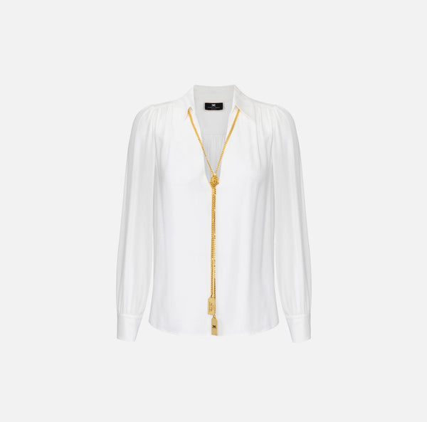 Blusa in georgette con charms collana ca09346e2 elisabetta franchi