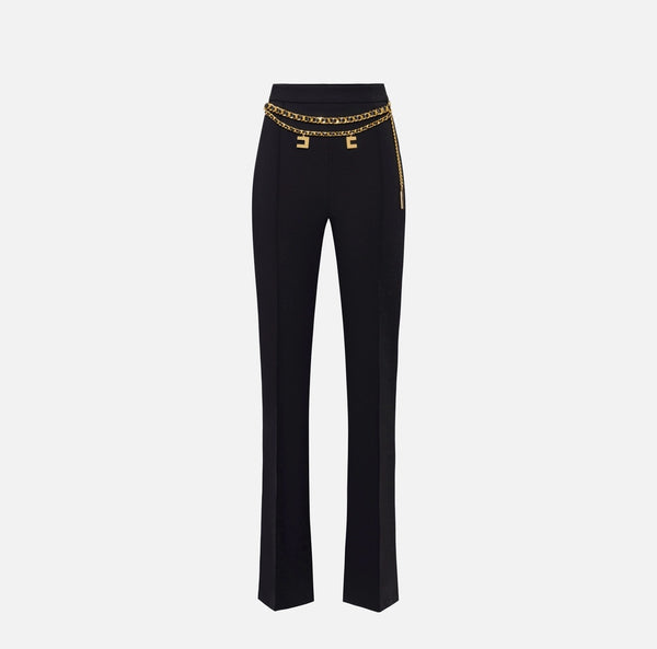 Pantalone a palazzo in crêpe stretch con cintura pat3546e2 elisabetta franchi