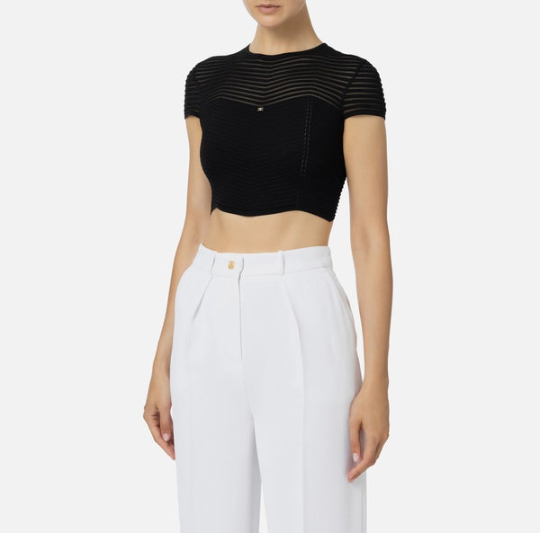 Top cropped in viscosa motivo chevron tk27b46e2 elisabetta franchi