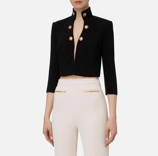 Short crepe jacket with standing collar Elisabetta Franchi gi08036e2