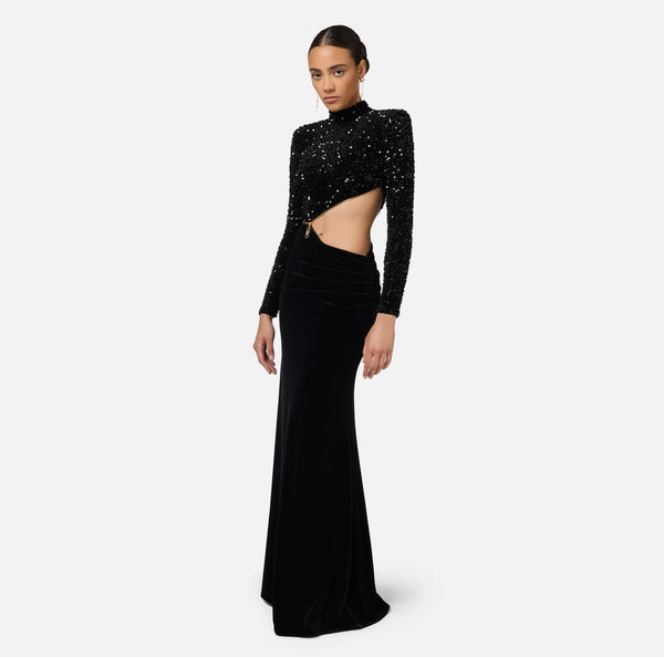 Abito red carpet in ciniglia pailettes con cut-out ab73647e2 Elisabetta Franchi