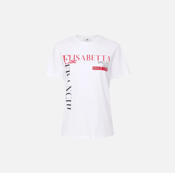 T-shirt in jersey con stampa lettering ma03651e2 elisabetta franchi