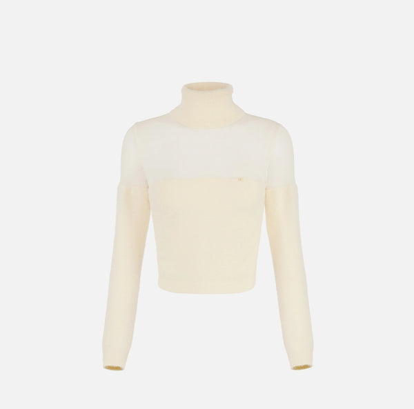 Dolcevita in maglia con logo gioiello mk54t57e2 elisabetta franchi