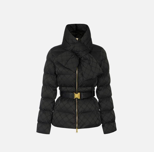 Piumino in tessuto vela jacquard con cintura pi83d56e2 elisabetta franchi