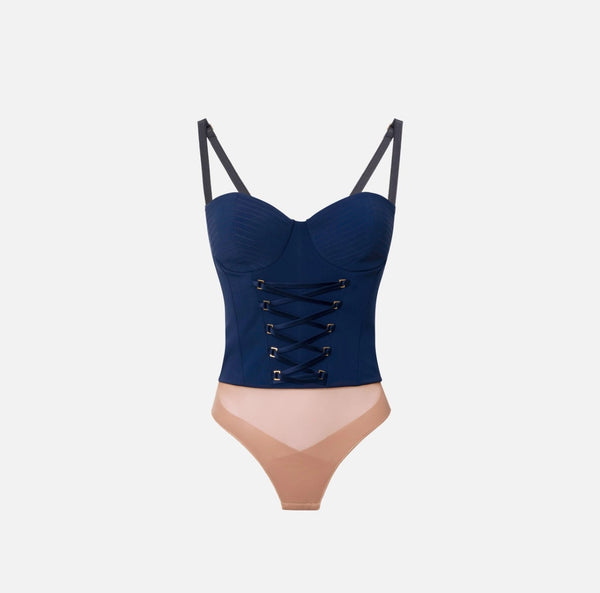 Body in crêpe con lacci criss-cross bo02551e2 elisabetta franchi