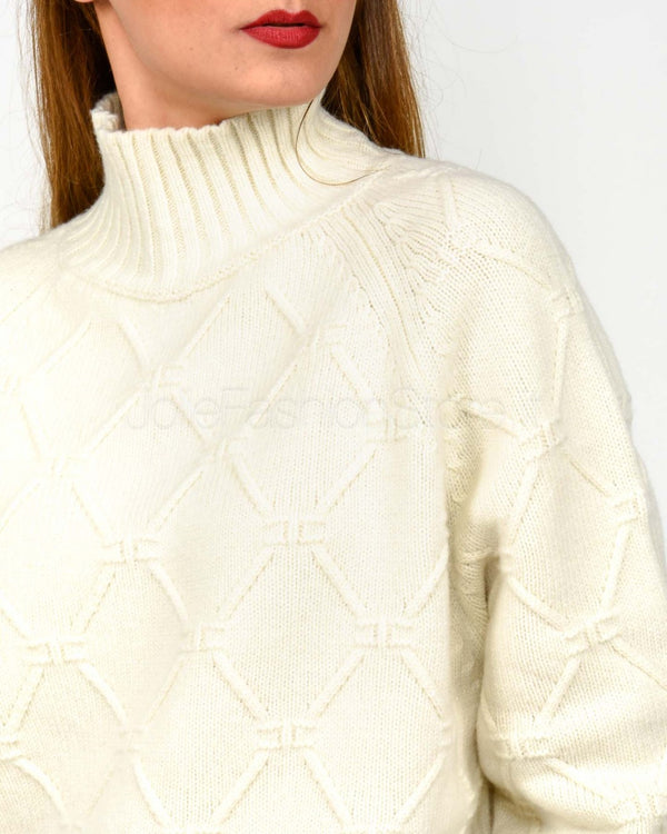 Pullover in maglia con losanghe jacquard mk55t57e2 elisabetta franchi