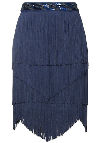 Skirt with fringes and embroidered belt GO39102E2 Elisabetta Franchi