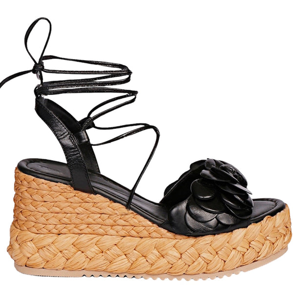 Sandal with flower atena black