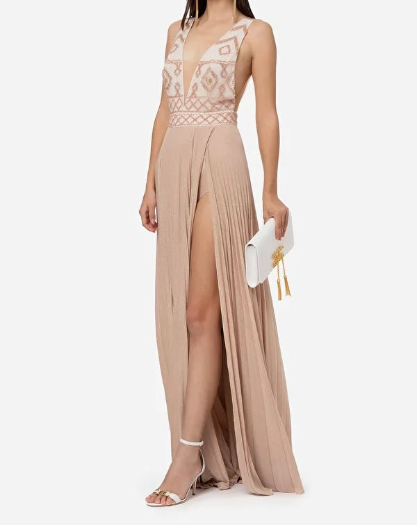 Red carpet dress with rhombus embroidery AB41332E2 Elisabetta Franchi