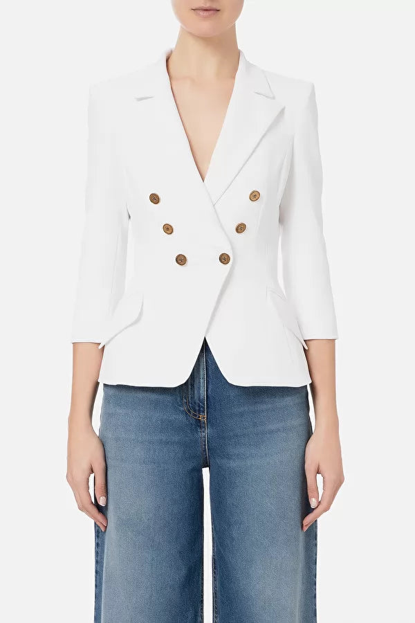 Double-breasted jacket in double stretch crepe GI04531E2 Elisabetta Franchi