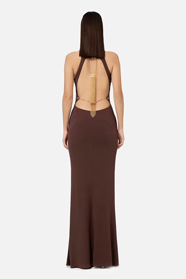 Red carpet dress in jersey with low back AB36332E2 Elisabetta Franchi 