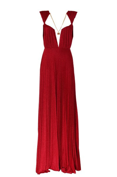 Red Carpet dress in lurex jersey with pendant charm AB23527E2 Elisabetta Franchi